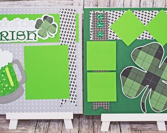 St. Paddy's Day Scrapbook, Pre-made Scrapbook Page Set, Scrapbook Page Layout, Luck o the Irish, St Patrick's Day Scrapbook Page, Green Beer