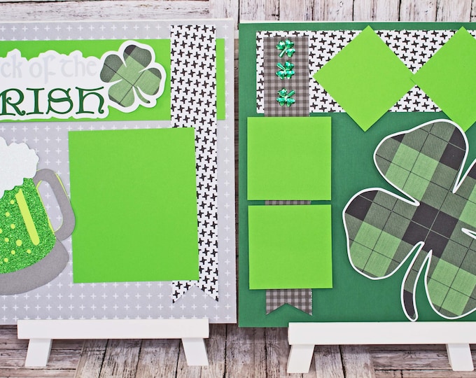 St. Paddy's Day Scrapbook, Pre-made Scrapbook Page Set, Scrapbook Page Layout, Luck o the Irish, St Patrick's Day Scrapbook Page, Green Beer