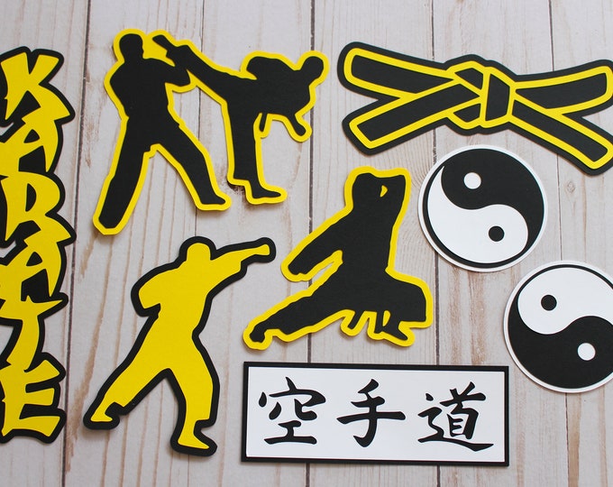 Pick Any Color, Karate Diecuts, 8 Piece Set, Personalized Scrapbook Decals, Custom Karate Die Cuts, Martial Art Diecuts, Karate Scrapbooking