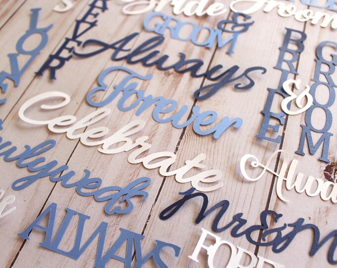 Custom Colors, Single Layer Wedding Diecuts, Wedding Day Words Assortment, Scrapbook Embellishments, Cardstock Paper Cutouts, Wedding Saying