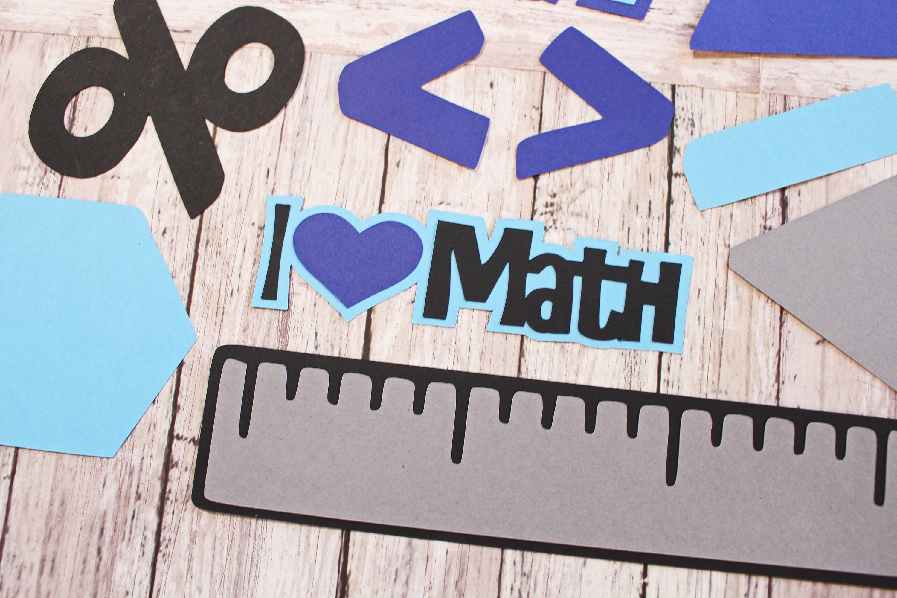 Custom Colors, Set of 18, Math Die Cut Set, Math Class Scrapbook