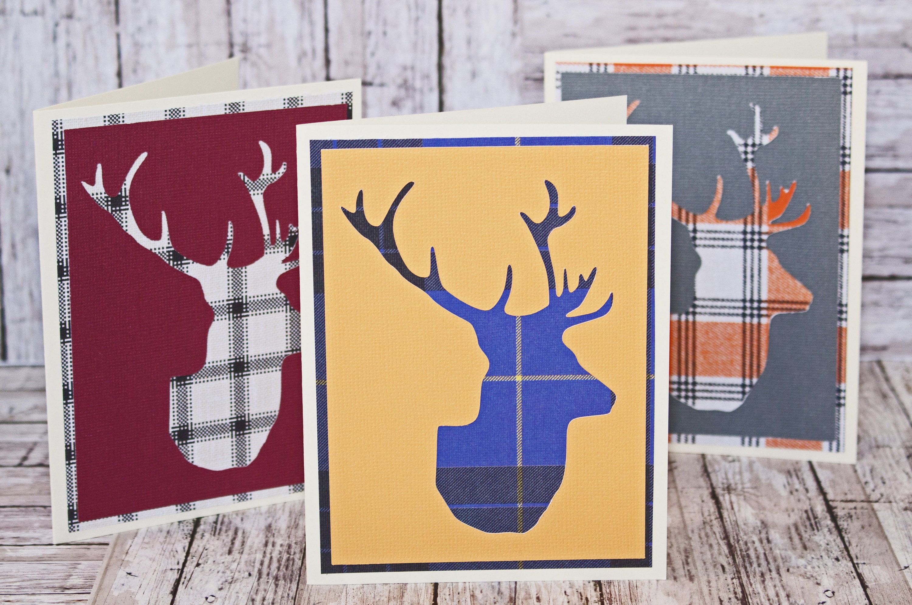 Set of 3, Stag Head Note Cards, Stationary, Deer Head, Buck Head, Deer ...