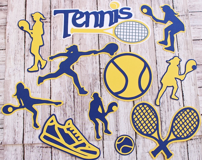 Any Color, Tennis Die Cut Set, Set of 11, Scrapbooking, High School, College Sports, Team Color, Handmade Diecuts, Tennis Club Team Memories