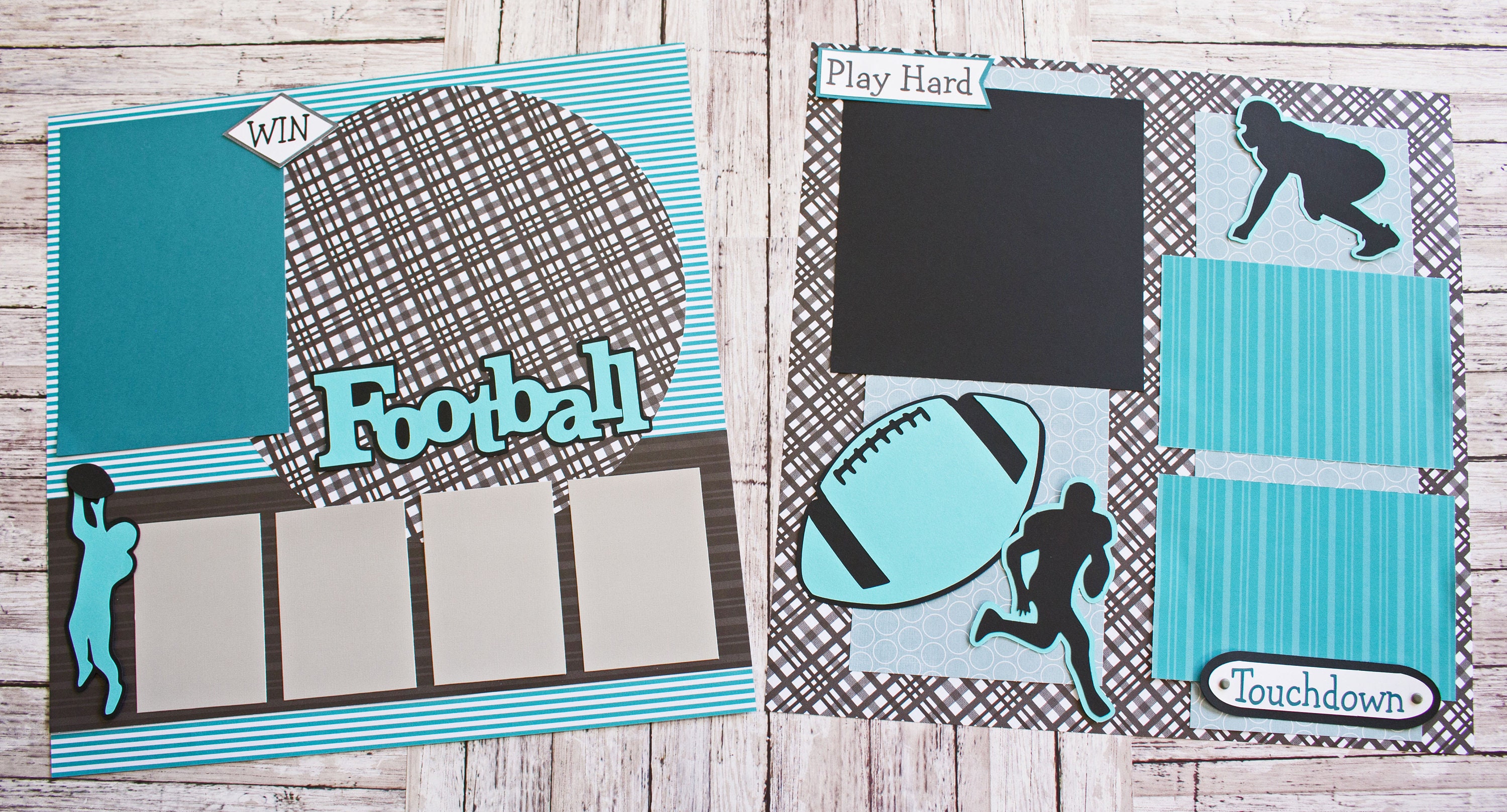 Pick Your Colors, Custom Made, Football Scrapbook Page Set, Premade