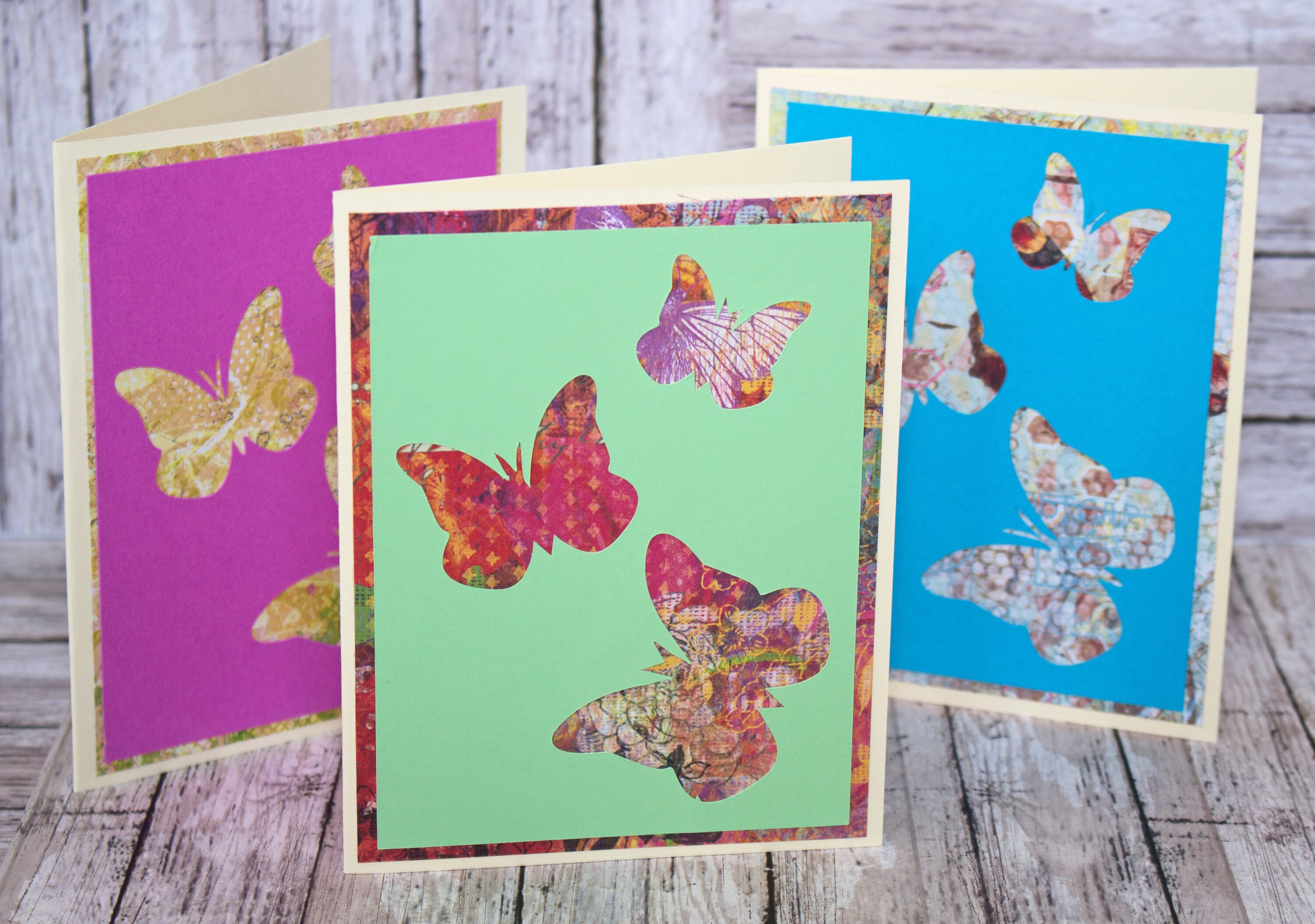 Set of 3, Butterfly Note Cards, Handmade Card, Handmade Butterfly Card ...