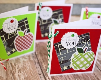 Set of 4, Teacher Gift Tags, Handmade Gift Tags, Apple Gift Tags, Gift Tags, Apple, Tags, Teacher, Teacher Thank You, Hang Gift Tags, Thank