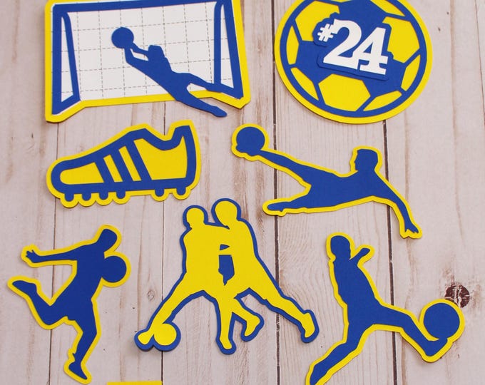 Any Two Colors, Soccer Die Cut Set, Set of 7, Scrapbooking, Men's Boy's Guy's Soccer, Handmade Custom Diecut, Futbol Football Diecut Set