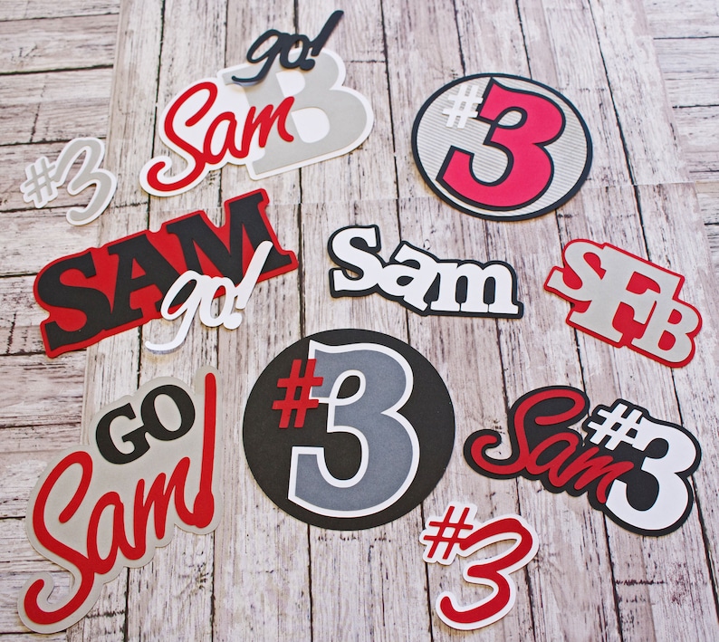 Team Colors Any Color Name Number Jersey # Personalized Name Youth Pro High School Handmade Diecuts Fully Customized Sports Die Cuts