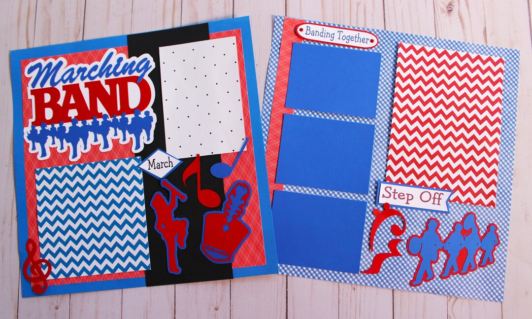 Custom School Colors, Marching Band Scrapbook Page Set, Premade ...