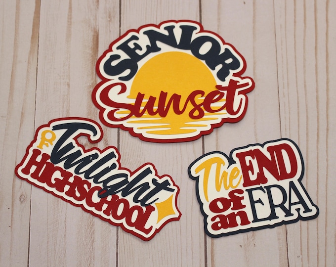 Senior Sunset Die Cuts, Layered Paper Pieces, High School Scrapbooking, Senior Year Embellishments, 12th Grade Events, Last Day Senior Year