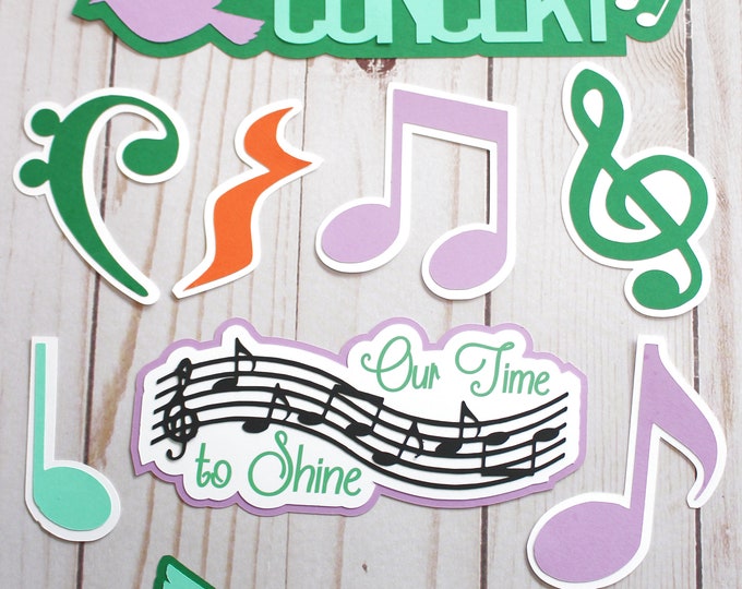 Spring Concert Die Cuts, Music Recital, Set of 8, Scrapbooking Diecuts, Orchestra and Band, Summer Concert, Layered Paper Embellishments