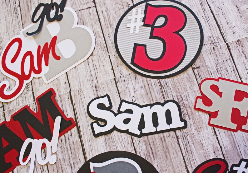 Team Colors Any Color Name Number Jersey # Personalized Name Youth Pro High School Handmade Diecuts Fully Customized Sports Die Cuts