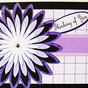 Custom Message, Chrysanthemum Card, Birthday Greeting, Mother's Day, Flower Mum Layers, Handmade Card, Floral Card for Her, Purple and Black image 3