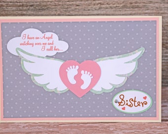 Loss of Sibling Sympathy Card, Baby Feet with Angel Wings, Handmade Card, Sympathy Card, Bereavement, Sibling Angel, Angel in Heaven, Loss
