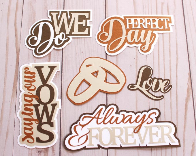 Custom Wedding Colors, Wedding Die cut Set, Scrapbooking Embellishments, We Do Our Vows, Wedding Scrapbook Words, Layered Cardstock Pieces