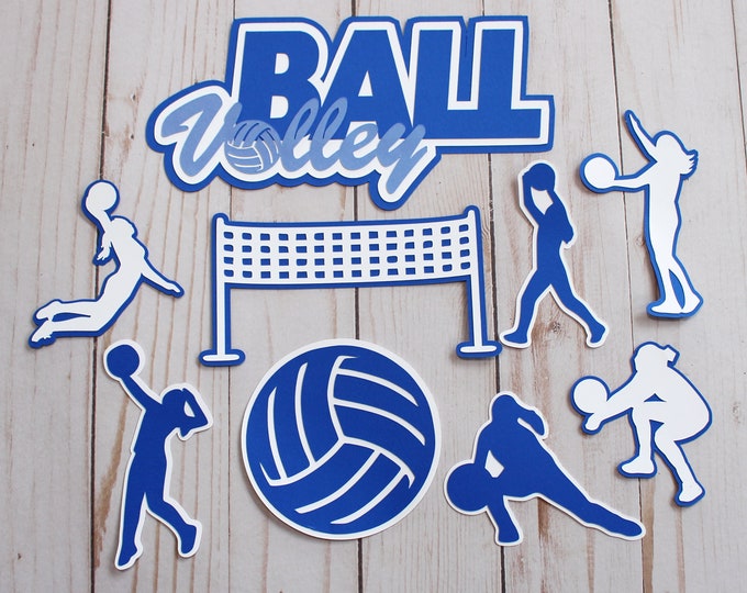 Pick Your Colors, Girls and Boys Volleyball, Diecut Set, Ladies or Mens, Scrapbook Embellishments, High School Mascot, Layered Cardstock