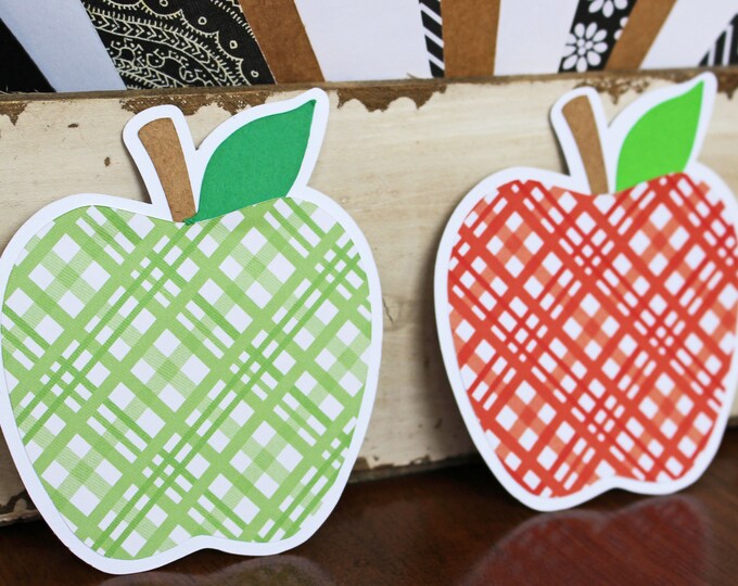 2 Apple Die Cut, Teacher Die Cut Set, Apple, School, Teacher, Die Cut, Apples, Handmade, Orchard, Scrapbook, Red Apple, Green Apple, Fruit