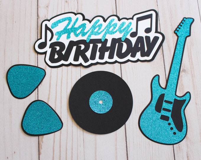 Rock N Roll Embellishments, Music Themed Diecuts, Electric Guitar, Vinyl Record Album, Happy Birthday, Music Notes, Rock Music Die Cuts