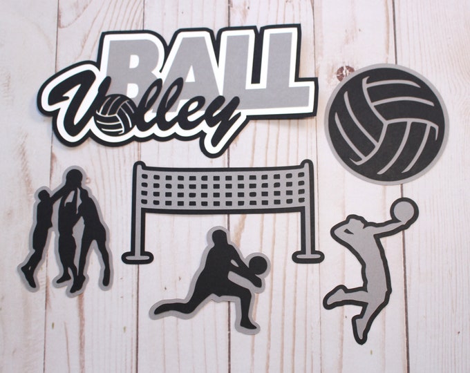 Any Color, Girls or Boys Volleyball, Die Cut Set, Male or Female, Scrapbooking Decals, High School Team Color, Handmade Diecuts, Party Decor