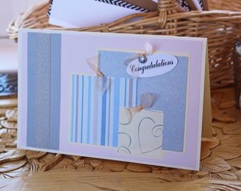 Silver and Pastels Wedding Card, Wedding Present Card, Engagement Card