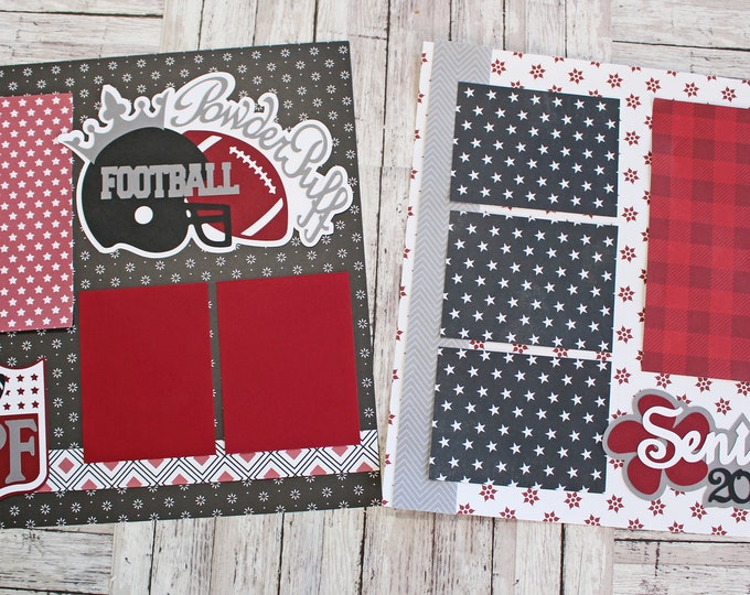 Custom Colors, Powder Puff Football, Scrapbook Page Set, Premade Powderpuff Pages, Personalized, Team Mascot, School Spirit, High School