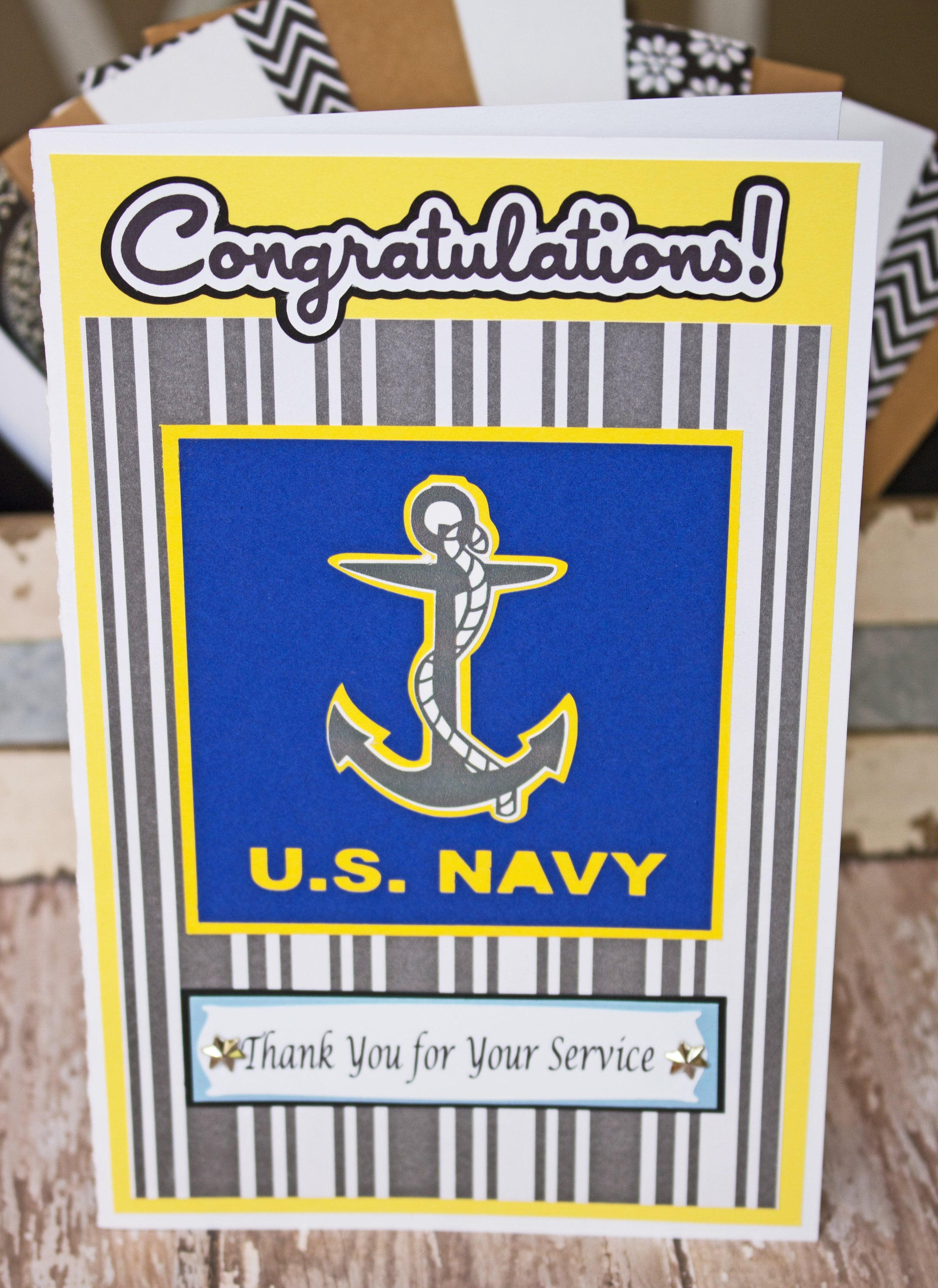 Navy Card Retirement Promotion Graduation Military Us Sailor Congratulations Congrats Thank You Semper Fortis Handmade Anchor