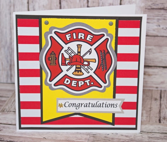 Carte De Felicitations De Pompier Des Voeux A La Main Etsy