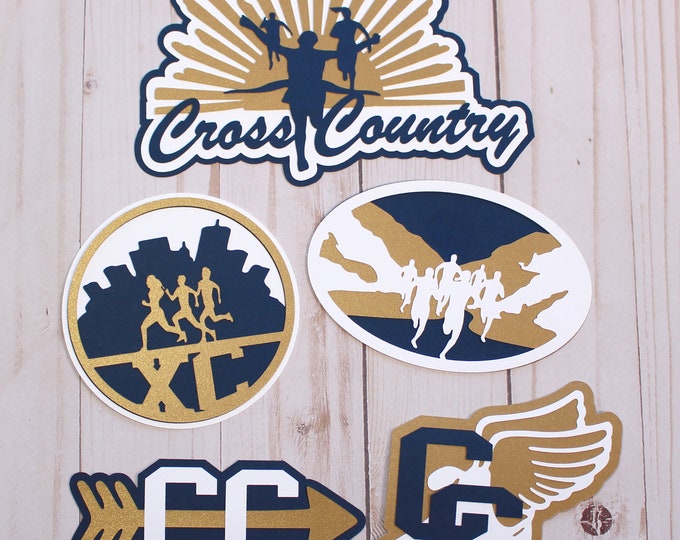 Custom Team Colors, Cross Country Diecuts, Running Die Cuts, Scrapbooking Embellishment, High School CC Track, Banquet Party Decoration