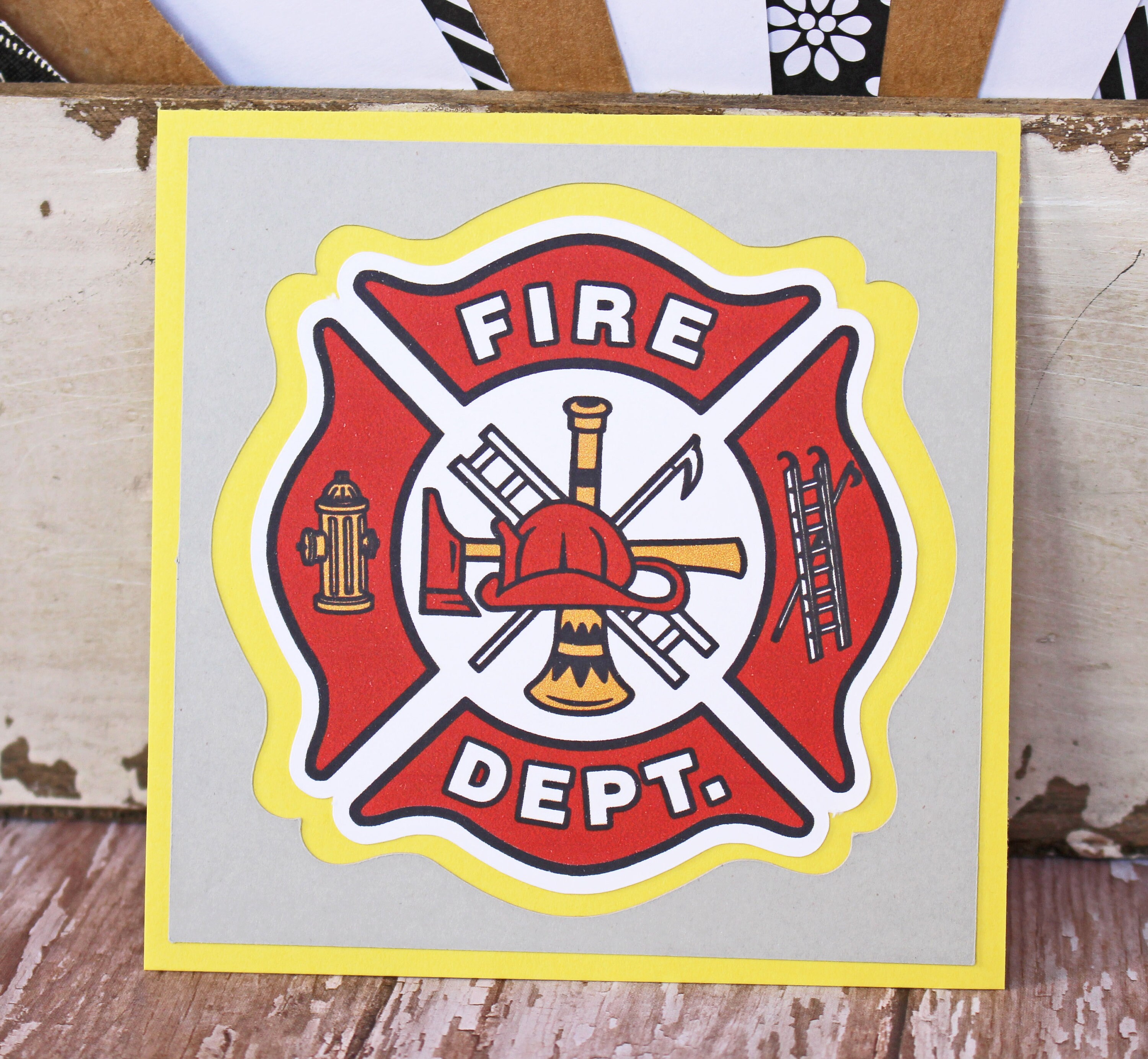 Fire Fighter Die Cut, Fire Dept Die Cut, Fireman Die Cut, Fire Department Die Cut, Firefighter