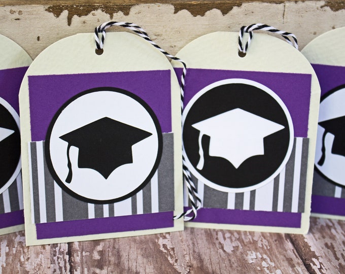 Set of 4, Graduation Tags, Handmade Gift Tags, Graduation Cap Tags, Gift Tags, Graduation Cap, Tags, Graduation, Party Favor Tag, Hang Tags