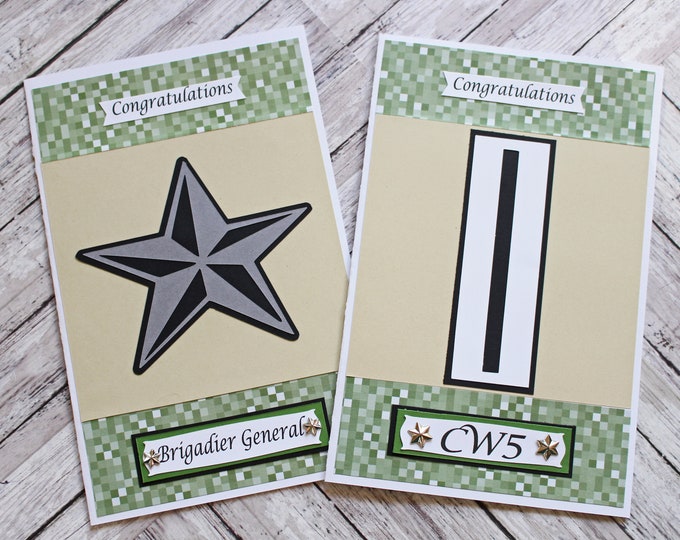 US Army Promotion Card, Enlisted or Officer Ranks, Handmade Army Card, Pinning on Rank Card, Military Promotion Card, US Army Achievement