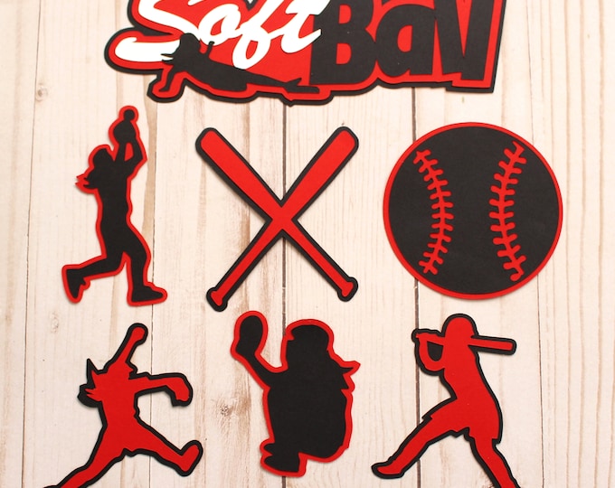 Any Color, Girls Softball, Die Cut Set, Female, Scrapbooking Design, High School, Soft Baseball, Team Color, Handmade Diecuts, Party Decor