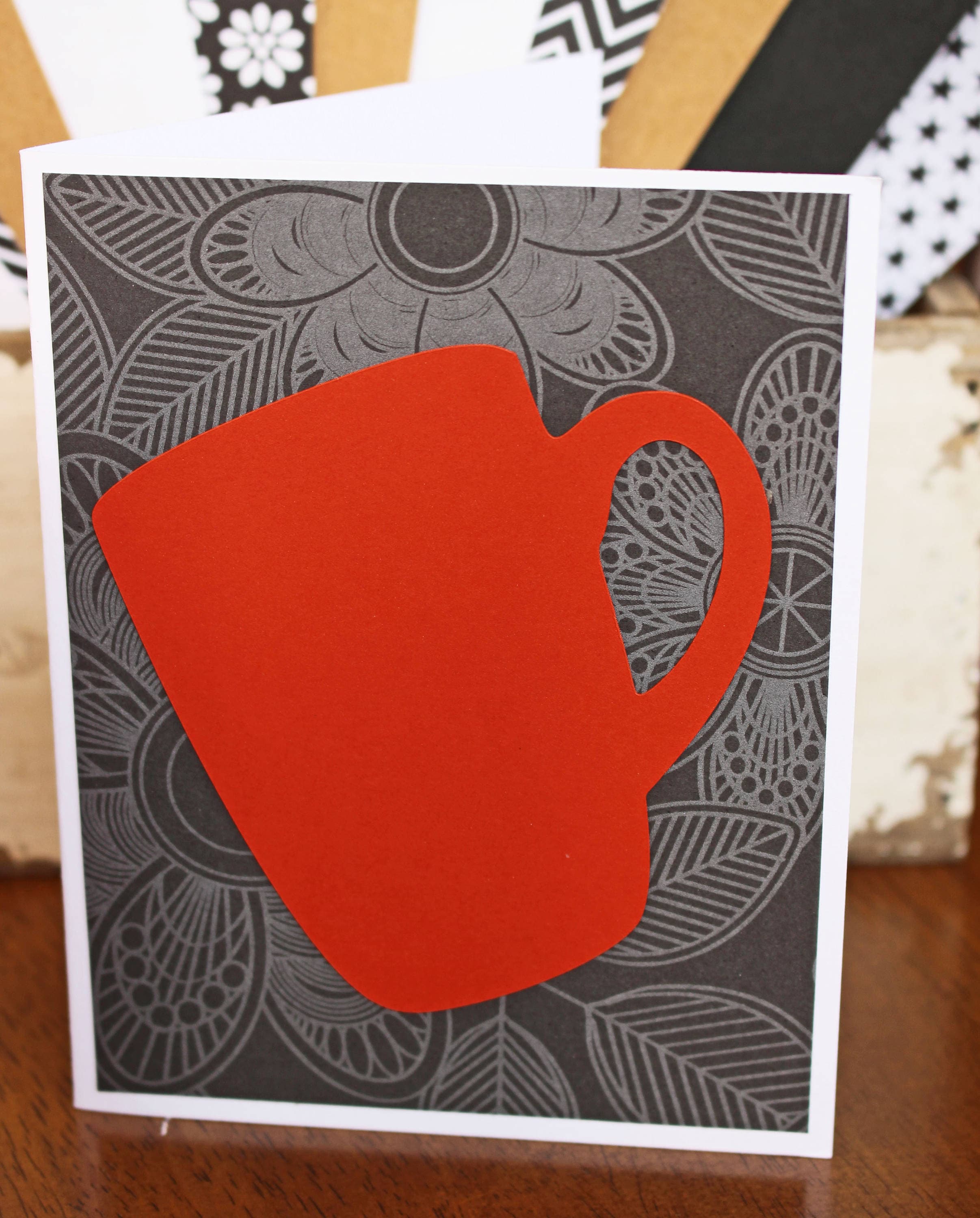Set of 2, Coffee Cup Notecards, Coffee Cup Cards, Coffee Note Cards