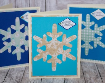 Set of 3, Snowflake Christmas Cards, Snowflake Cutouts, Handmade Greeting Cards, Christmas Greetings, Christmas Card Set, Snowflake Card