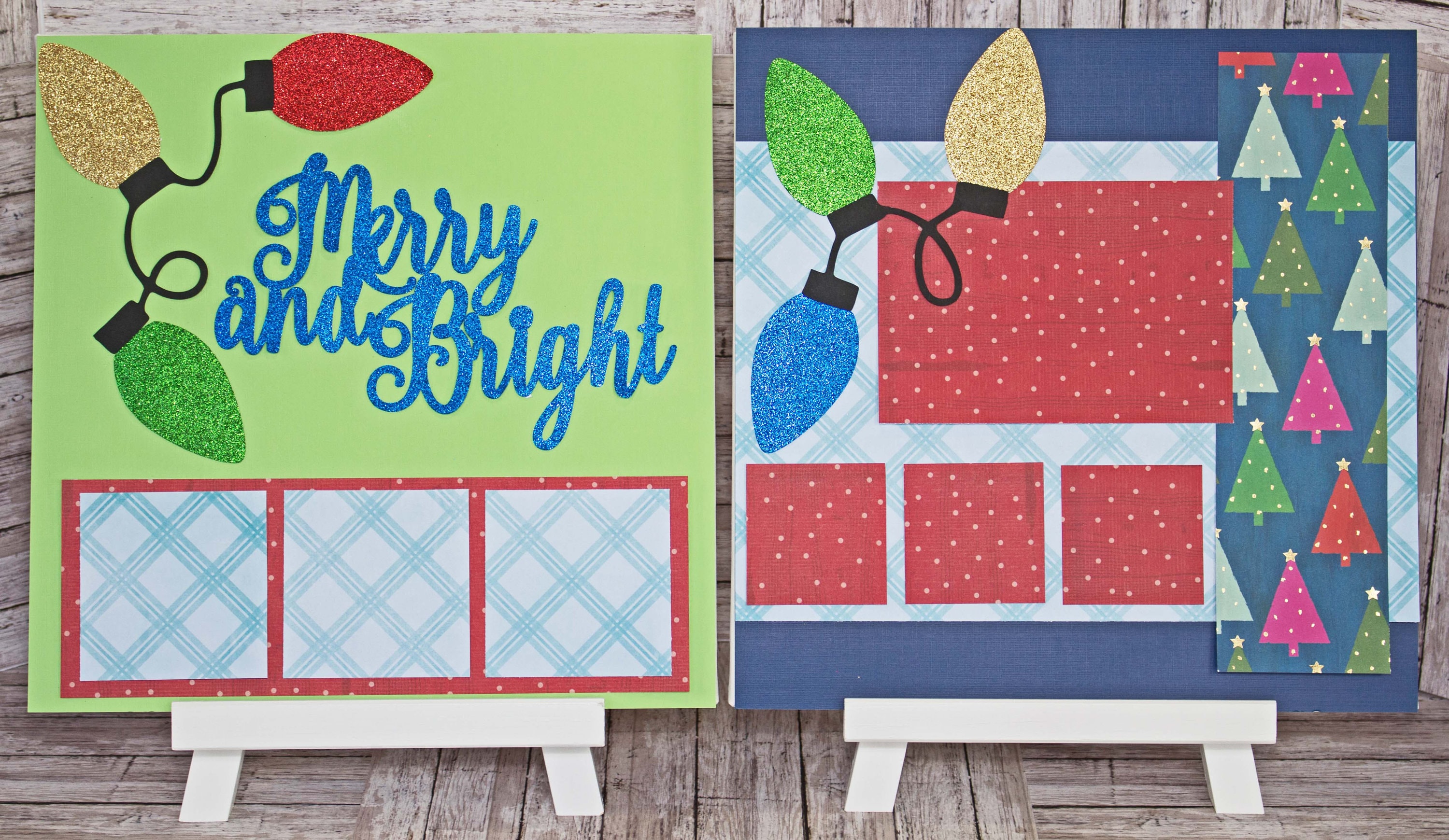 Merry and Bright Scrapbook Pages, Whimsical Christmas, Premade
