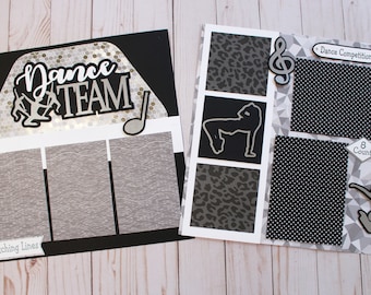 Any Color Combination, Dance Team Scrapbook Page Set, Premade Drill Squad Pages, Personalized 12x12 Design, Dance Competition Memory Pages