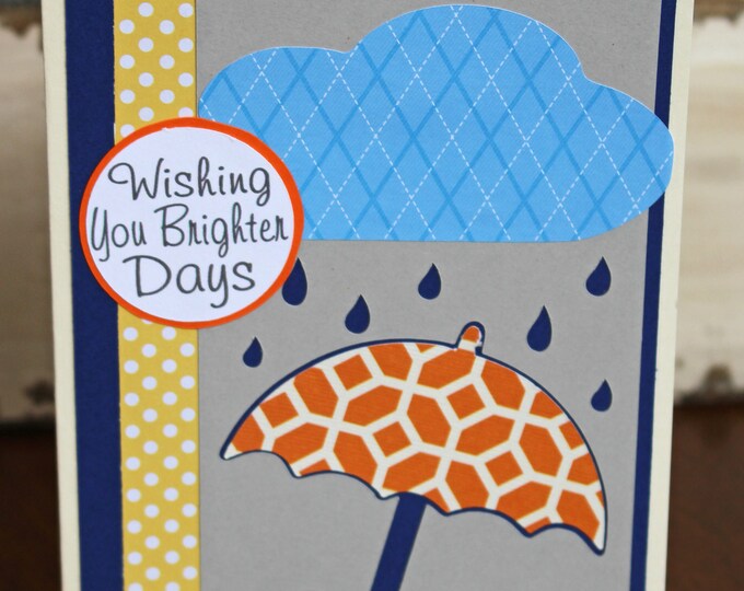 Wishing You Brighter Days Card, Umbrell Card, Thinking of You Card, Handmade, Greeting Card, Get Well Card, Under Weather, Card, Cheer Up