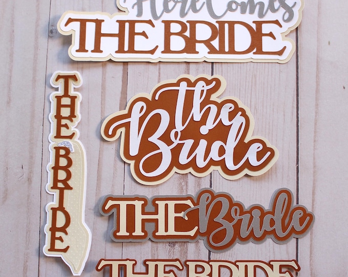 Custom Colors, The Bride Diecut Set, Here Comes the Bride, The Bride with Veil, Wedding Day, Scrapbook Embellishments, The Bride Cutouts