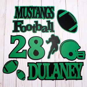 Any Color, Football Die Cut Set, Custom Set of 8, Team Color Theme, Player Name, Jersey Number, High School, College Sports, Locker Sign