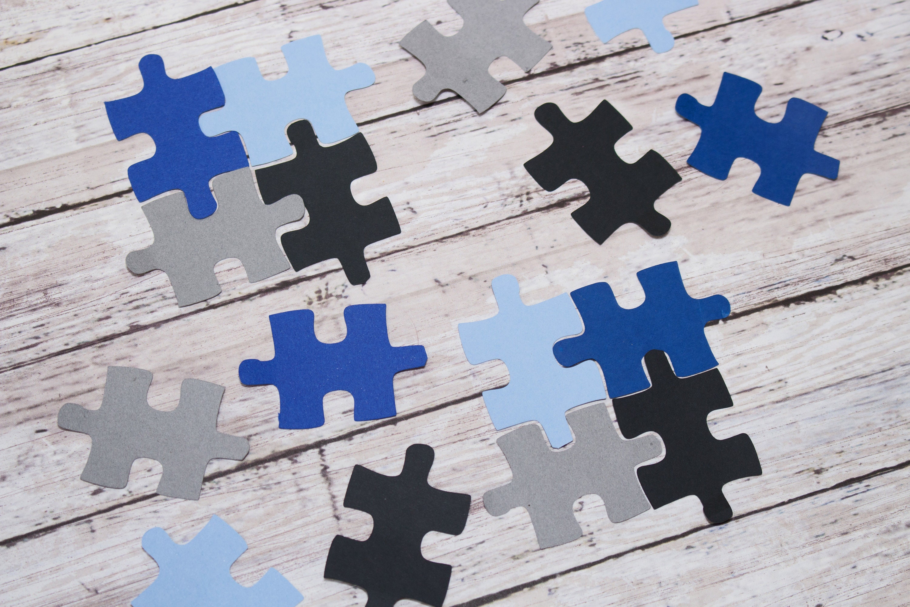 Any 4 Colors, Puzzle Piece Die Cut Set, Set of 8 Large, Set of 16 small