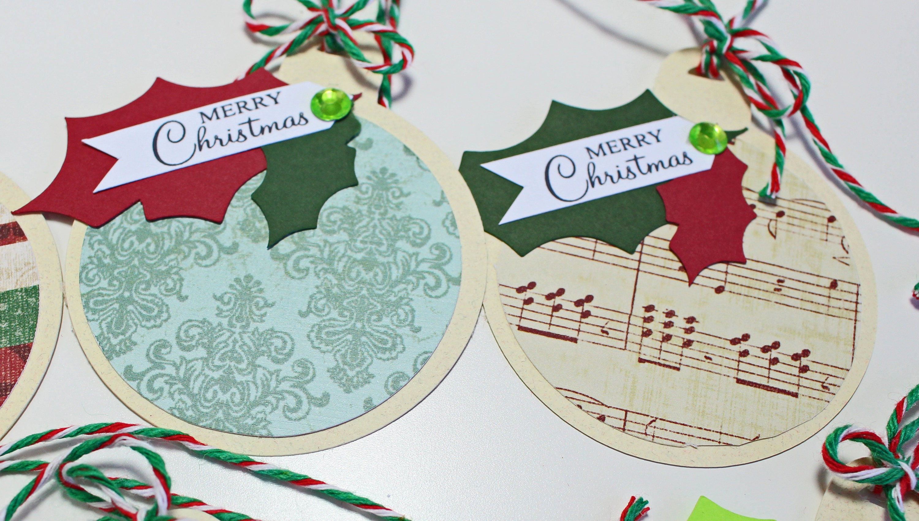 6 Christmas Ornament Tags, Handmade Gift Tag, Assorted, Gift Tag Set, Christmas Gift Tag