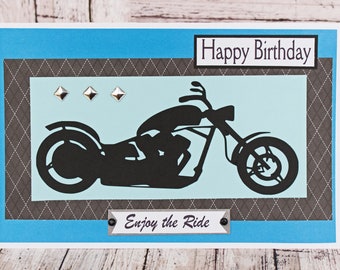 Custom Front Message, Enjoy the Ride, Motorcycle Card, Father's Day, Birthday, Harley, Motorcycle, Biker, Chopper, Handmade Card, Davidson