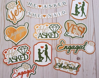 Choose Your Colors, Cardstock Engagement Die Cuts, Proposal Diecut Sets, Layered Paper Pieces, Scrapbook Embellishments, Fully Assembled Set