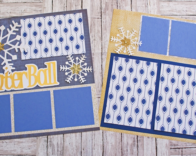 Any Color, Custom Winter Ball, Scrapbook Pages, Memory Scrap Book, High School Memories, Elegant Snow Design,  Premade Winterball Page Set