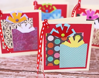 Set of 4, Birthday Gift Tags, Handmade Gift Tags, Colorful Present Tags, Gift Tags, Presents, Tags, Birthday, Birthday Gift, Hang Gift Tags