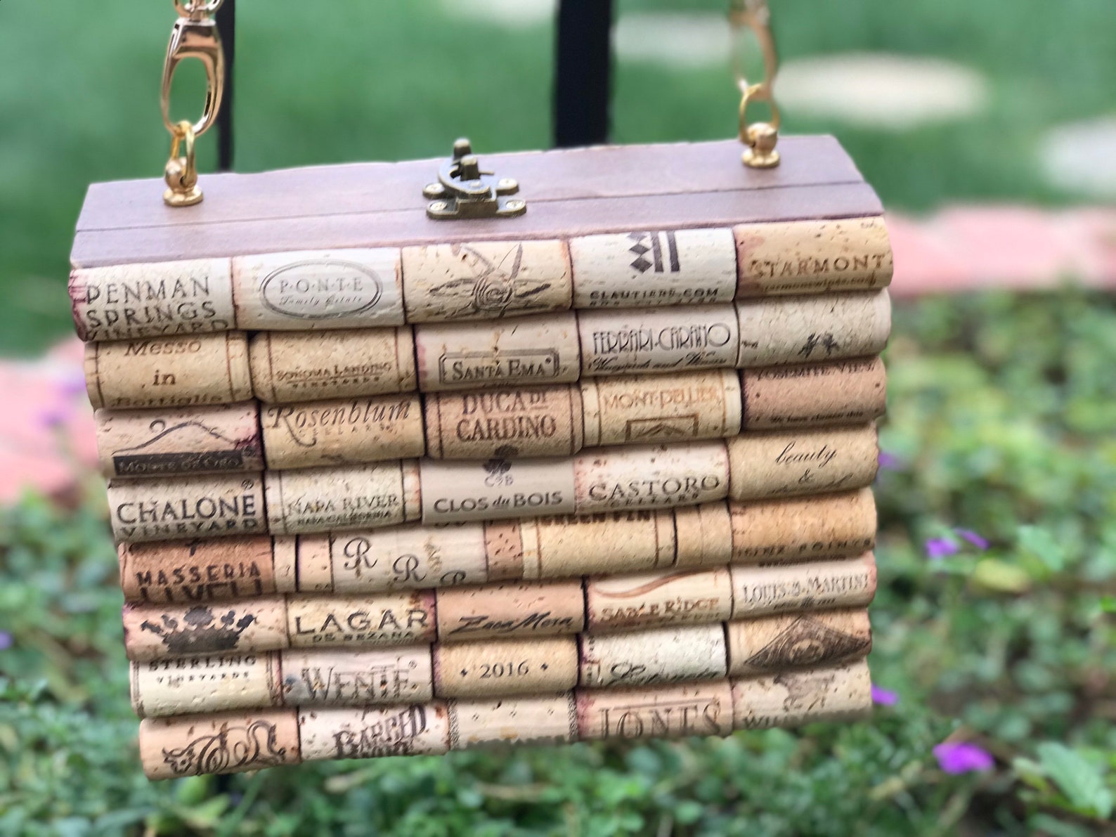 Cigar Box Wine Cork Purse With Custom Hardware & Leather Purse Etsy