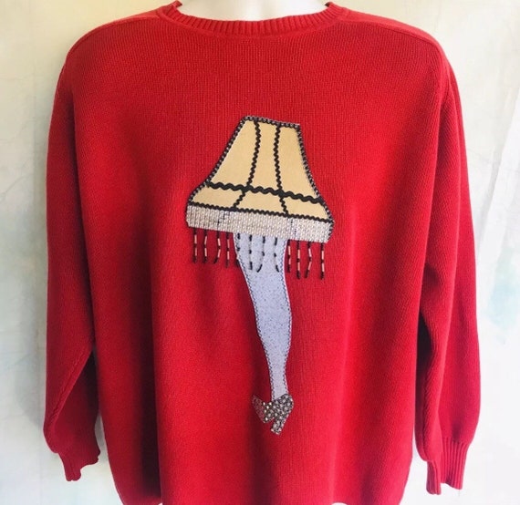 Men's Gap Red Crewneck LEG LAMP Ugly 
