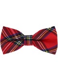Red Tartan Plaid Pre-Tied Adjustable Bow Tie