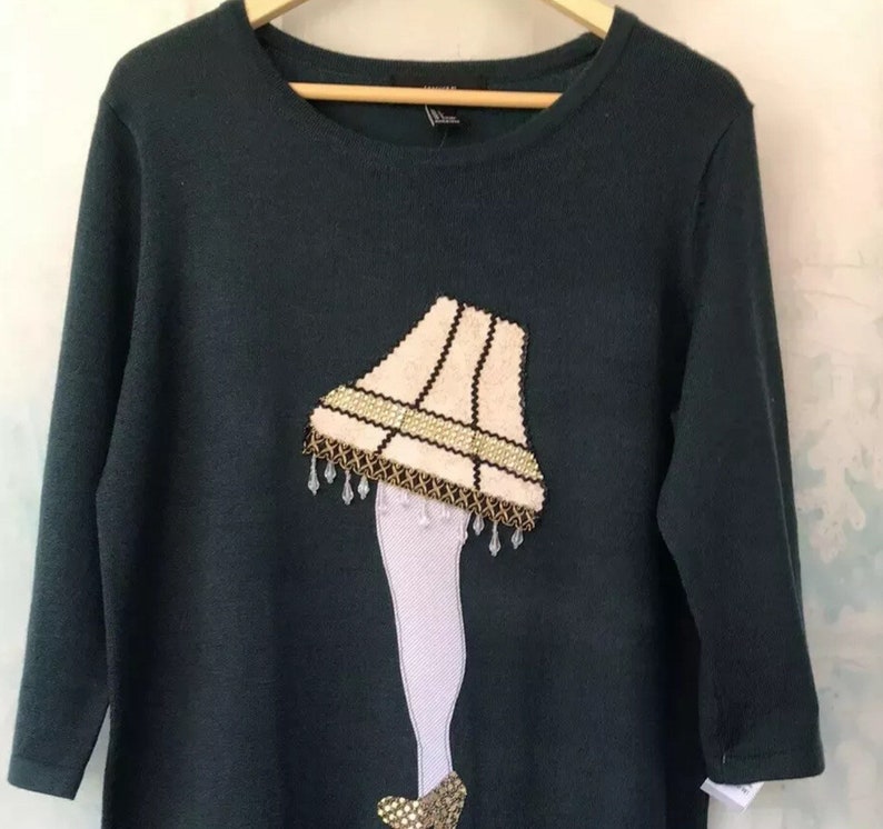 Women\u2019s Forever 21 Green Leg Lamp Ugly Christmas Sweater Dress Size Medium