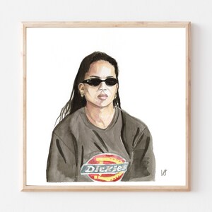 Zoe Kravitz High Fidelity- Oryginalny tusz/akwarela Wydruk artystyczny- Zoe Kravitz Wydruk artystyczny- Rob Brooks- Sztuka w akademiku- Sztuka telewizyjna- Dekoracja ścienna- Pokazy w Nowym Jorku